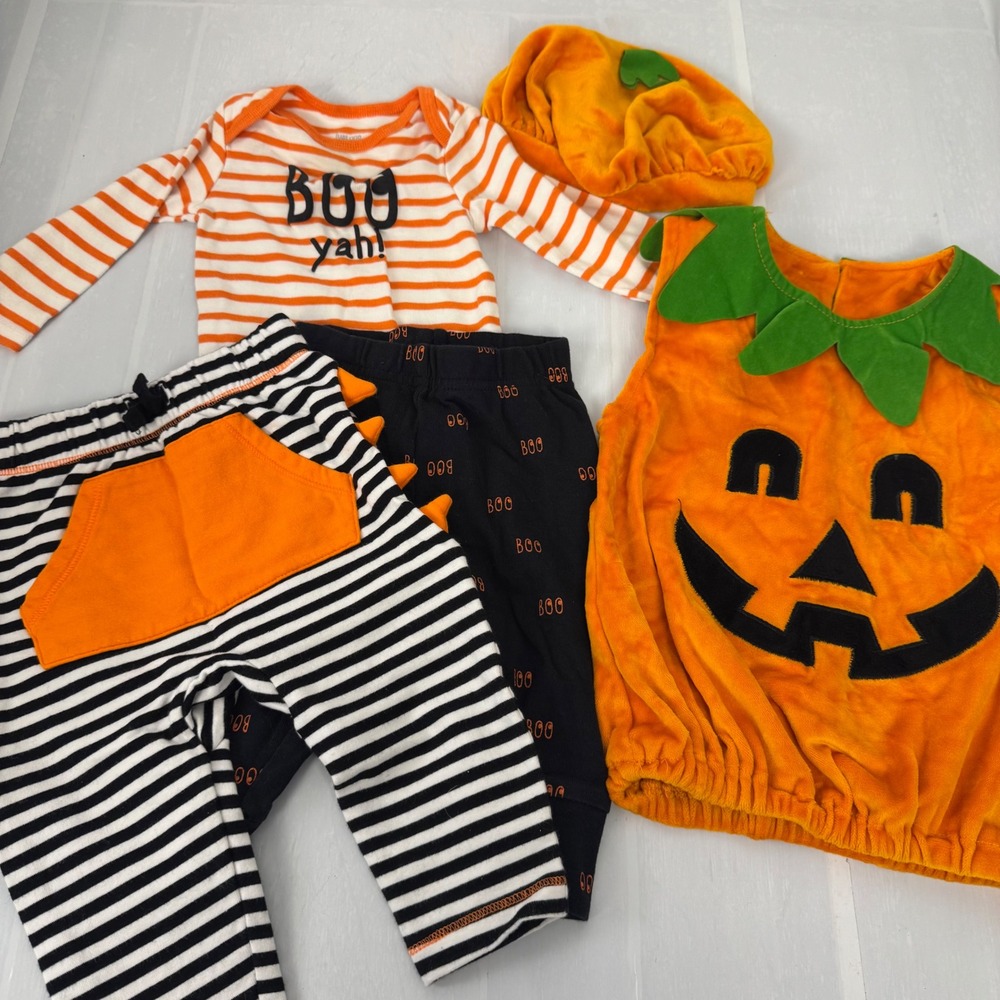 Mixed Baby Halloween Lot 6M 6-9M Orange Black Pumpkin Boo Spooky Costume